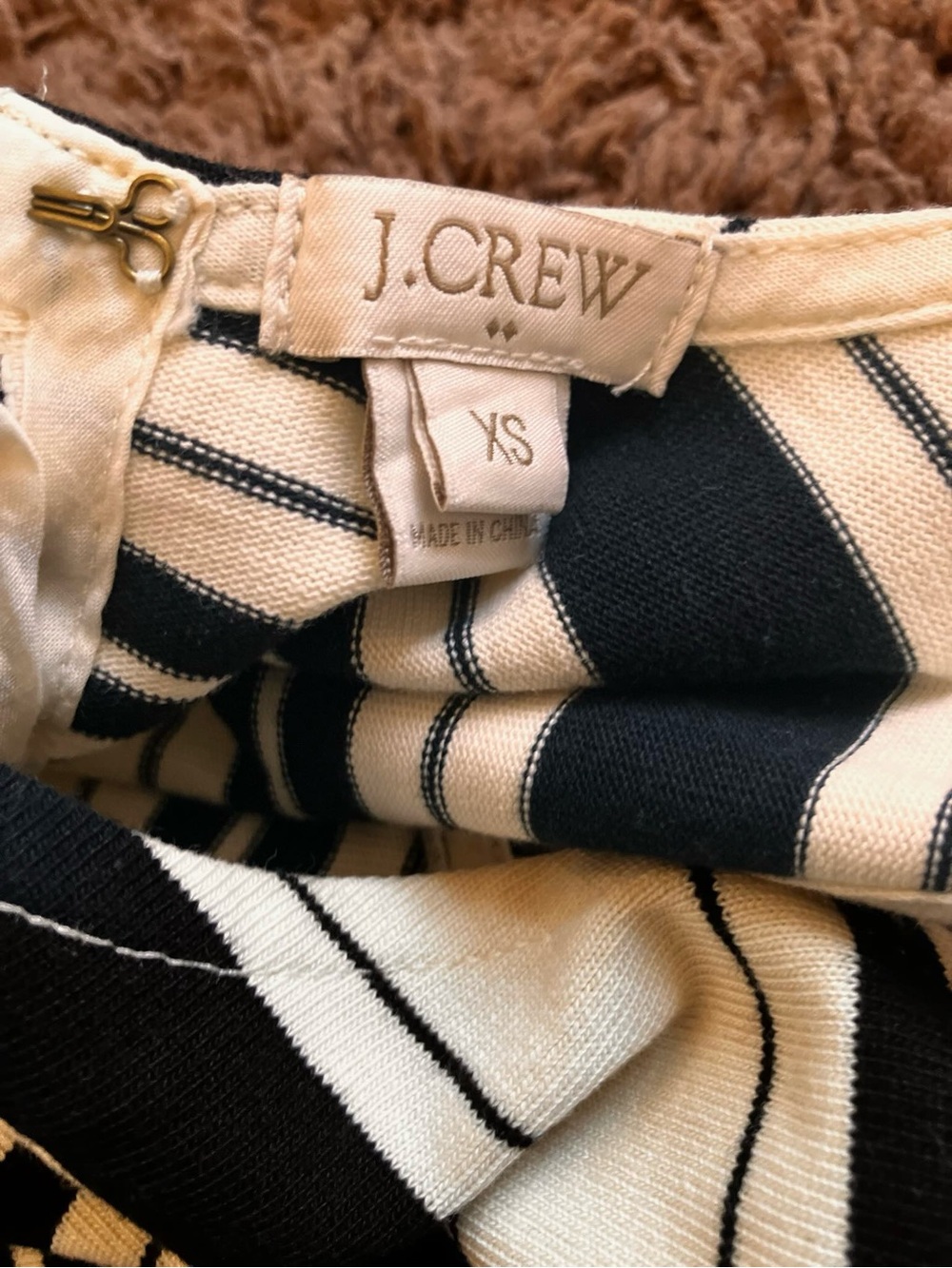 J CREW VILLA BLACK CREAM DRESS FIT FLARE STRIPED SLEEVELESS BUTTON BACK XS - Picture 4 of 5